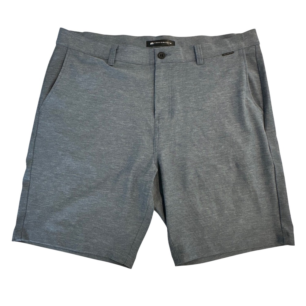 Travis‎ Mathew Beck Golf Performance Shorts Men's 40 Blue Grey Heathered Stretch